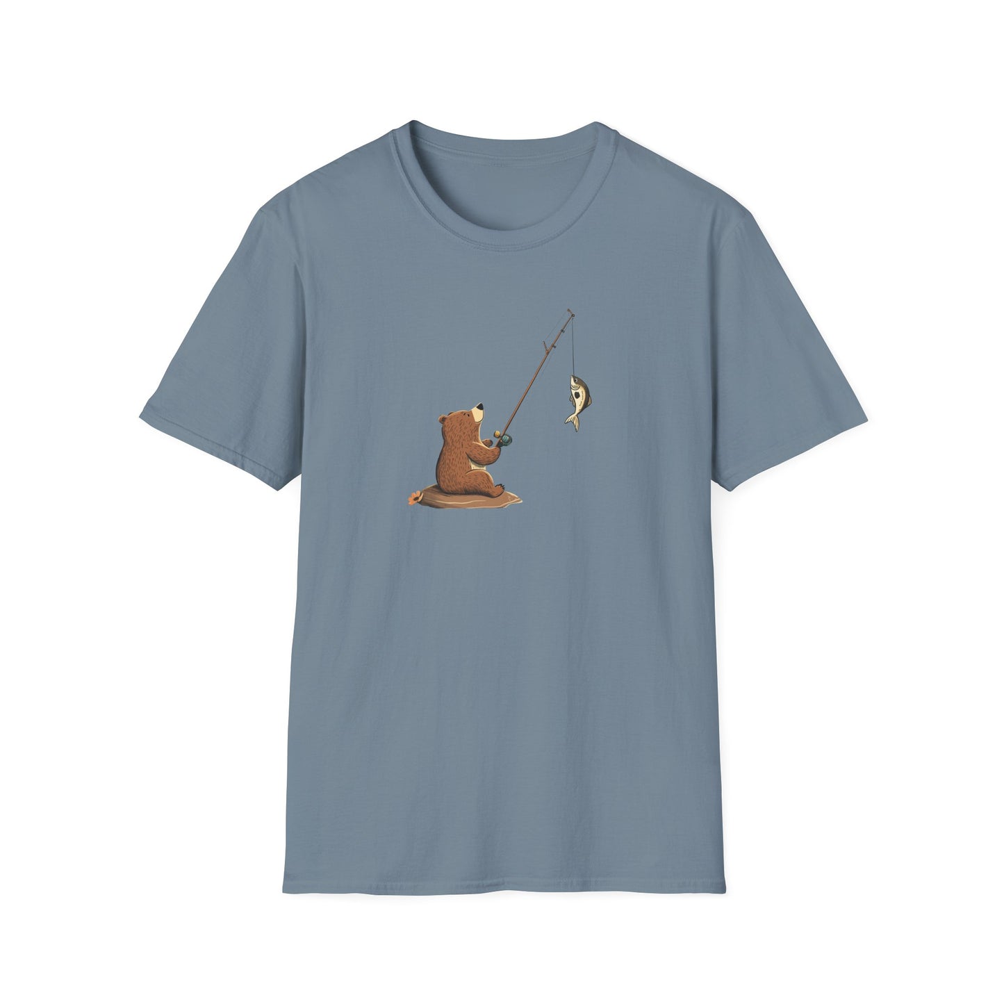 Bear Fishing Shirt, Fun Outdoors Graphic Tee, Gift for Fishermen and Wildlife Lovers, Cute Animal T-Shirt, Fishing Gift for Men and Women