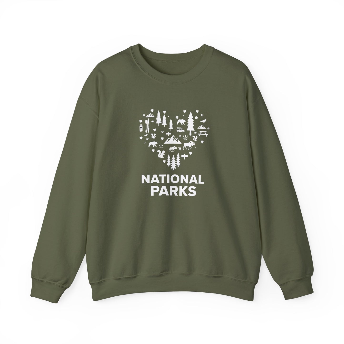 Love National Parks Heart Icon Sweatshirt, Nature Explorer Shirt, Outdoor Lover Gift Pullover, Winter Adventure Apparel, Gift for Hiker