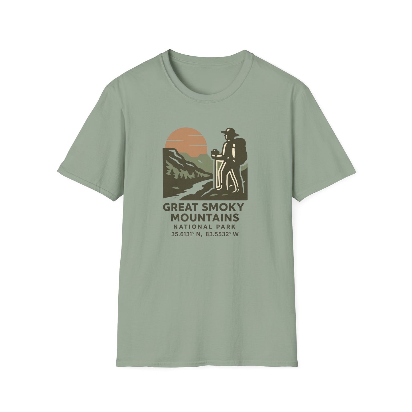 Great Smoky Mountains National Park Shirt | Vintage Hiking T-Shirt with Coordinates | Smoky Mountains Hiker Gift | Retro Nature Lover Tee