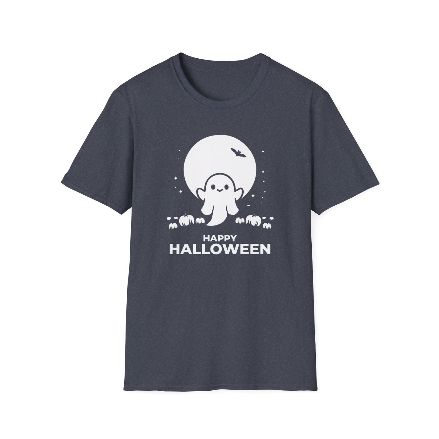 Cute Ghost and Pumpkins Graphic Tee - Happy Halloween T-Shirt - Festive Halloween Shirt - Spooky Holiday Apparel for Men and Women