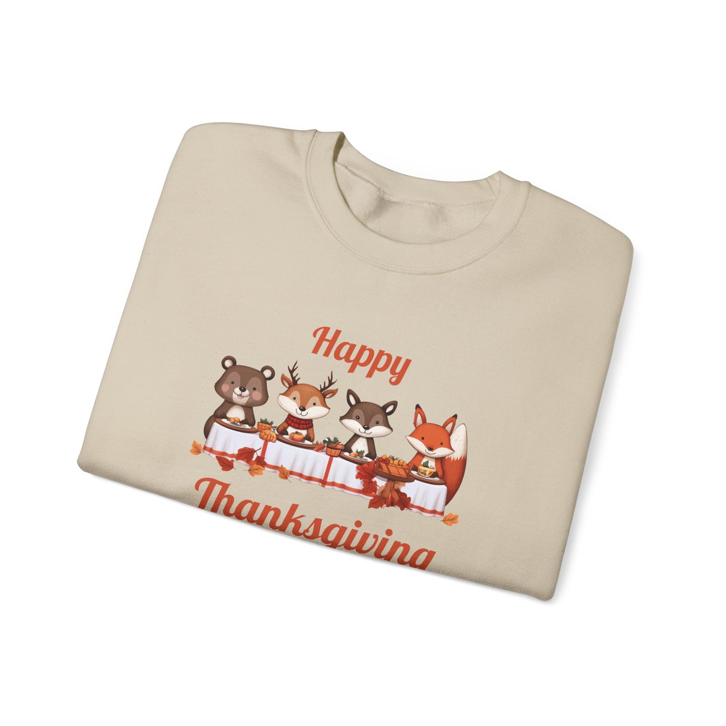 Cute Forest Animals Thanksgiving Sweatshirt - Fall Cozy Crewneck for Animal Lovers | Happy Thanksgiving & Pumpkin Season Shirt