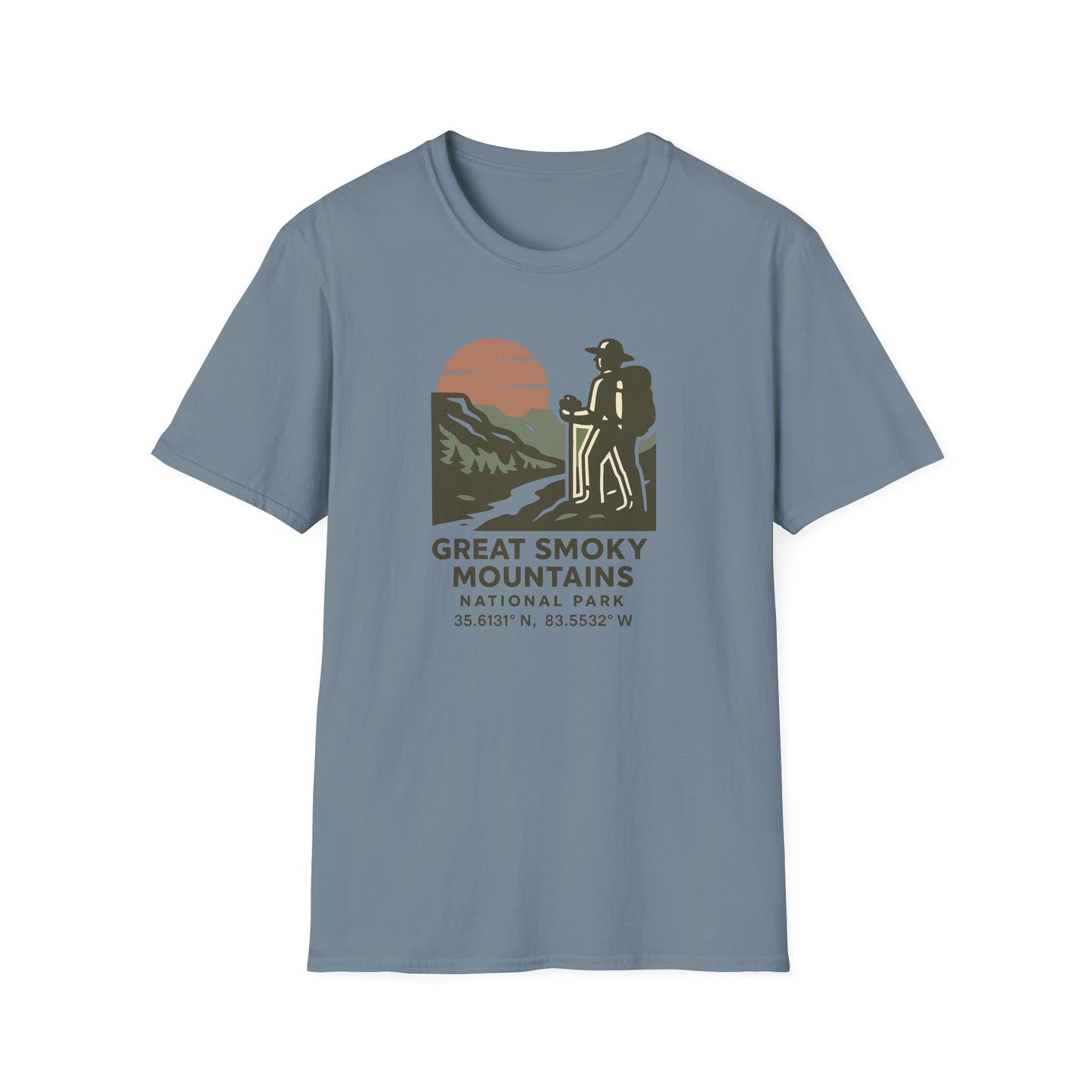 Great Smoky Mountains National Park Shirt | Vintage Hiking T-Shirt with Coordinates | Smoky Mountains Hiker Gift | Retro Nature Lover Tee