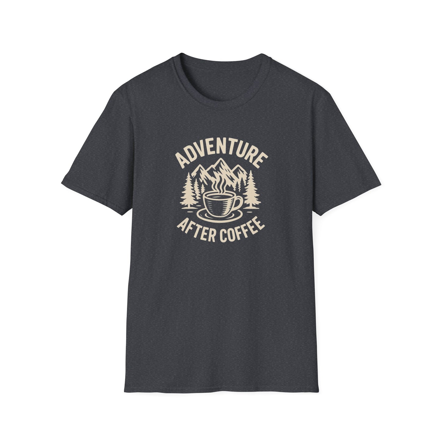 Adventure After Coffee Shirt | Coffee Hiking Tee for Nature Lovers | Minimalist Mountain Graphic T-Shirt | Outdoorsy Gift for Him or Her