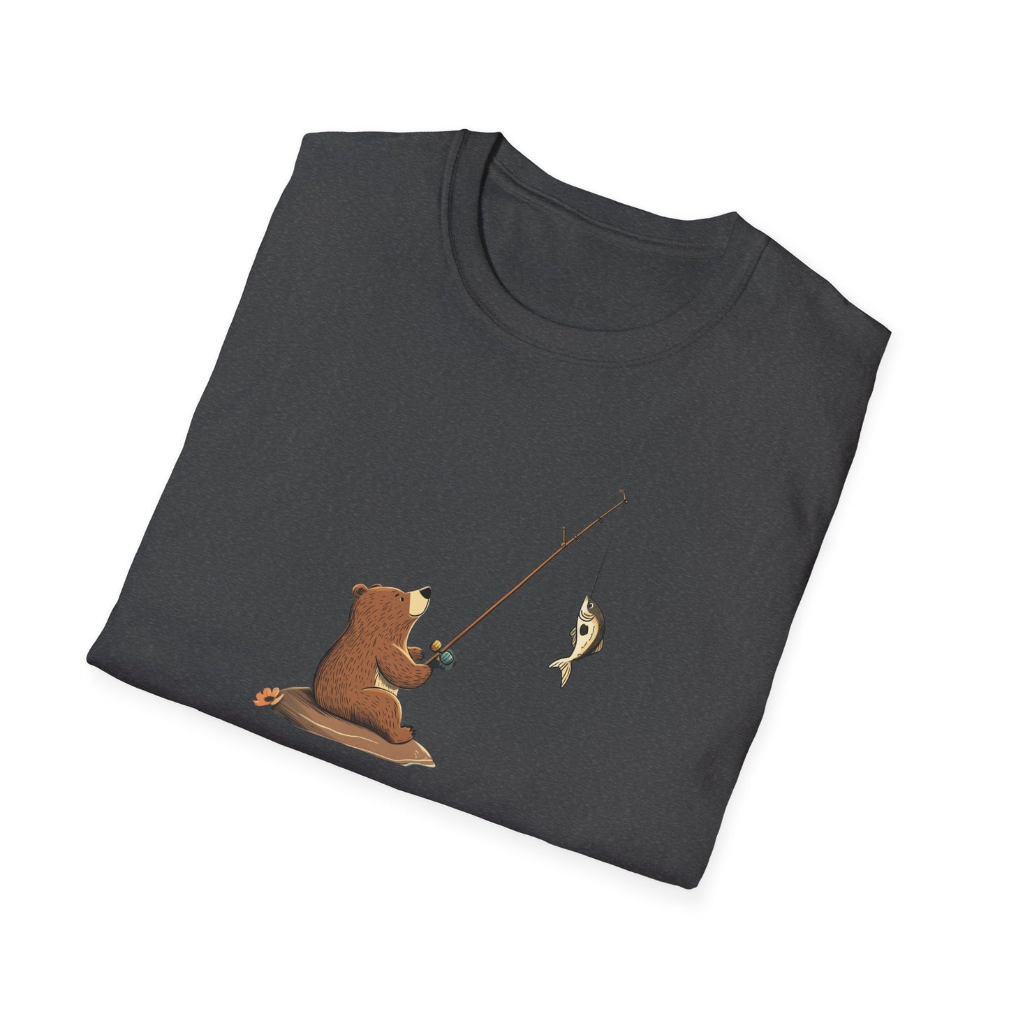 Bear Fishing Shirt, Fun Outdoors Graphic Tee, Gift for Fishermen and Wildlife Lovers, Cute Animal T-Shirt, Fishing Gift for Men and Women