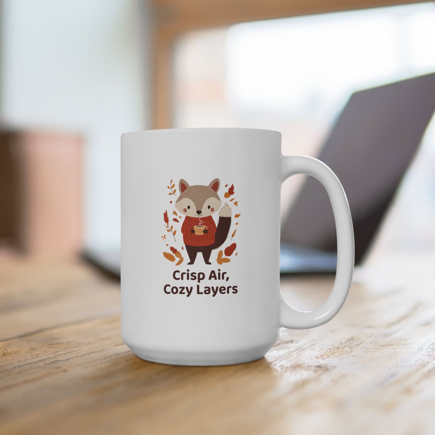 Crisp Air, Cozy Layers Mug | Cute Fox Fall Mug| Cozy Autumn Vibes | Woodland Animal Coffee Mug | Fall Coffee Lovers