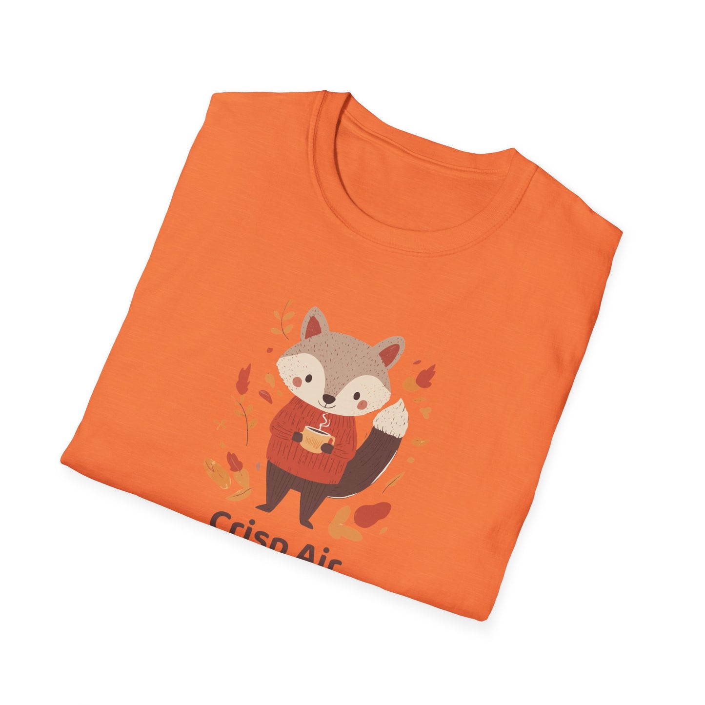 Crisp Air, Cozy Layers T-Shirt | Cute Fox Fall T-Shirt | Cozy Autumn Vibes Tee | Woodland Animal Sweater Shirt | Fall Coffee Lovers Shirt