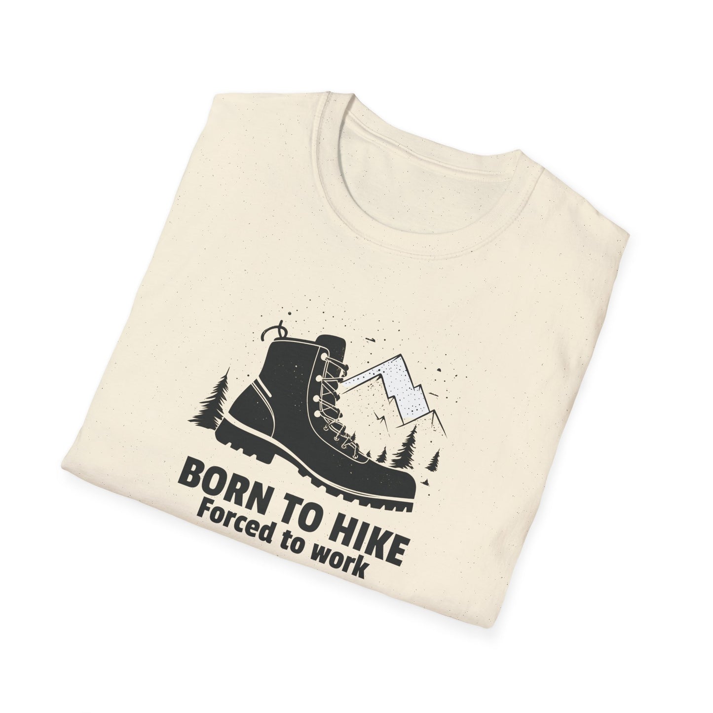 Born to Hike Forced to Work Hiking Shirt, Mountain Adventure Tee for Men Outdoor Enthusiasts, Hiking Boot Graphic T-Shirt for Nature Lovers