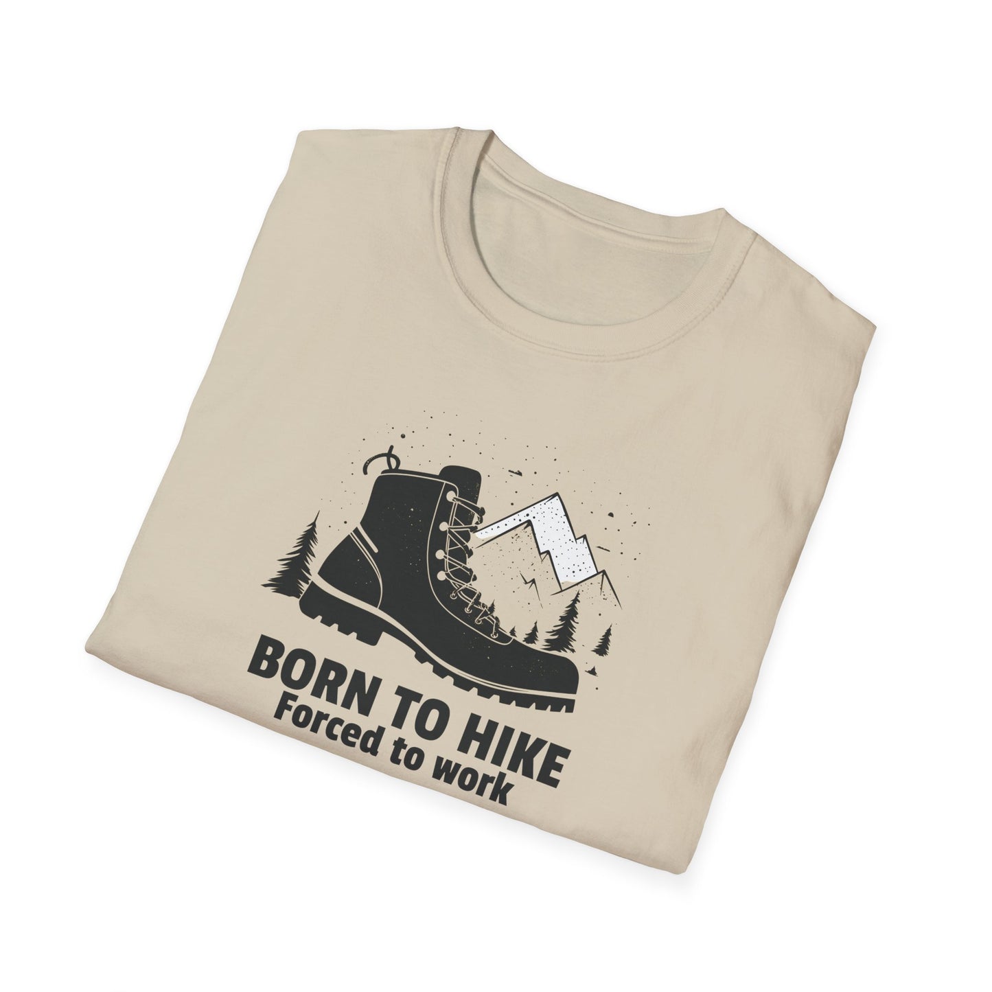 Born to Hike Forced to Work Hiking Shirt, Mountain Adventure Tee for Men Outdoor Enthusiasts, Hiking Boot Graphic T-Shirt for Nature Lovers