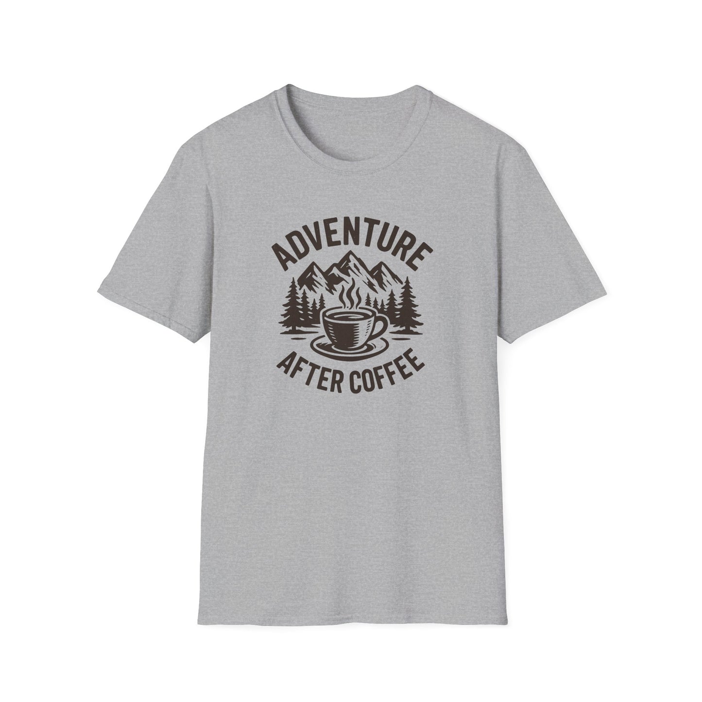 Adventure After Coffee Shirt | Coffee Hiking Tee for Nature Lovers | Minimalist Mountain Graphic T-Shirt | Outdoorsy Gift for Him or Her
