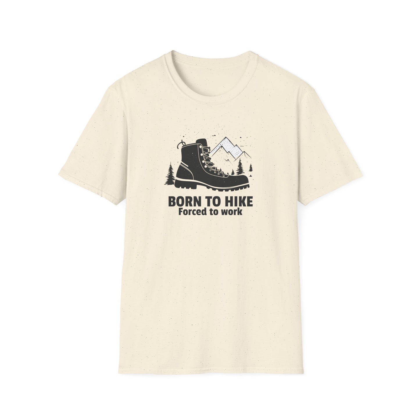 Born to Hike Forced to Work Hiking Shirt, Mountain Adventure Tee for Men Outdoor Enthusiasts, Hiking Boot Graphic T-Shirt for Nature Lovers