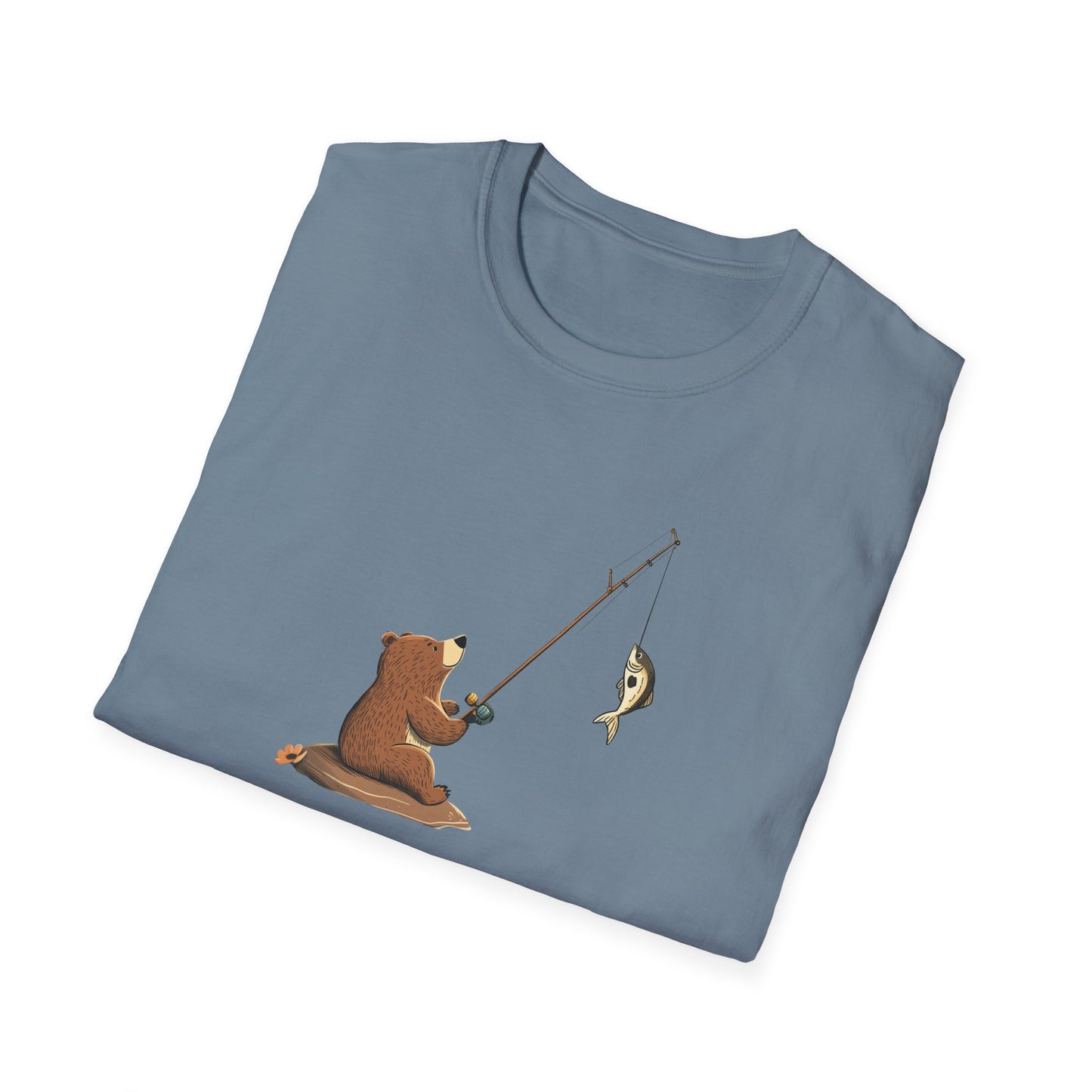 Bear Fishing Shirt, Fun Outdoors Graphic Tee, Gift for Fishermen and Wildlife Lovers, Cute Animal T-Shirt, Fishing Gift for Men and Women