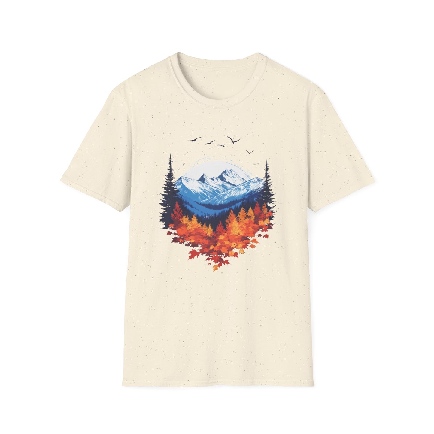Falling Leaves, Rising Snow T-Shirt, Fall to Winter Transition Tee, Mountain Adventure Shirt, Outdoor Lovers Gift