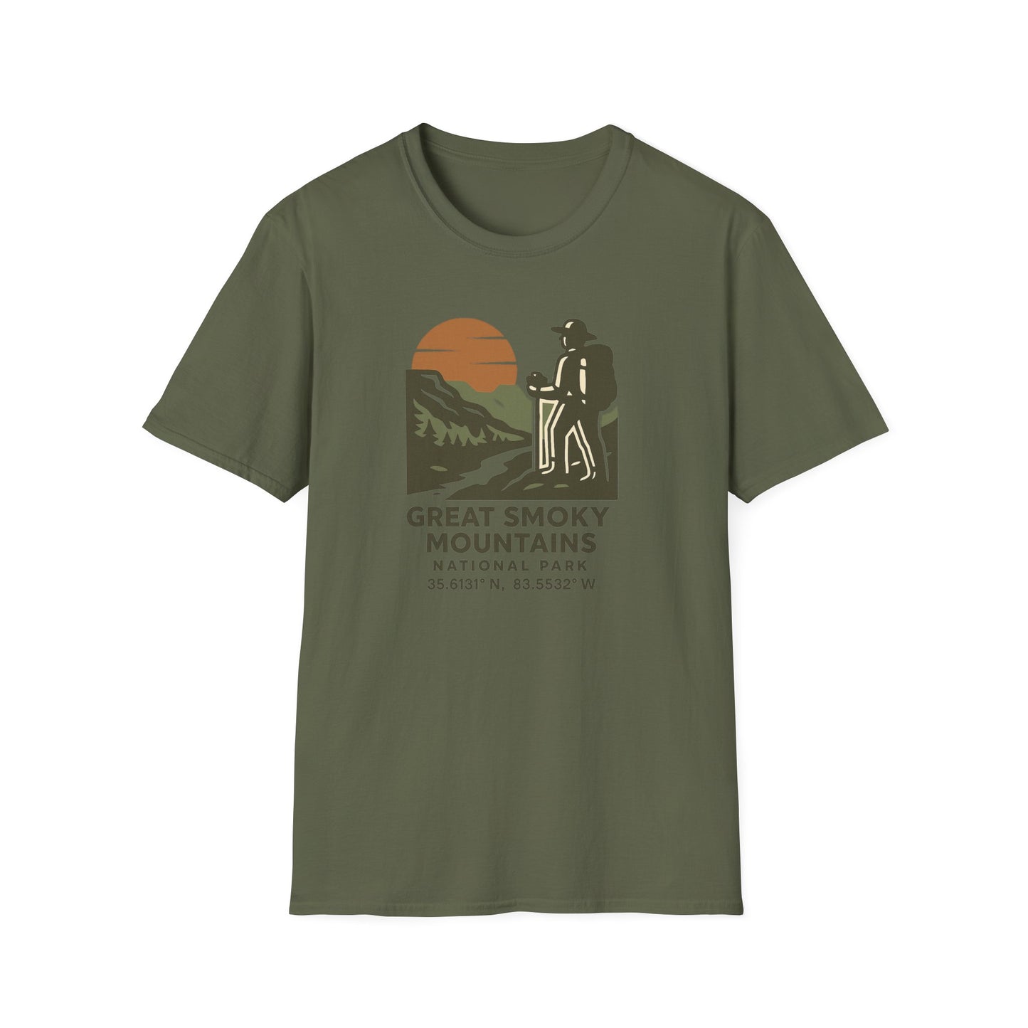 Great Smoky Mountains National Park Shirt | Vintage Hiking T-Shirt with Coordinates | Smoky Mountains Hiker Gift | Retro Nature Lover Tee