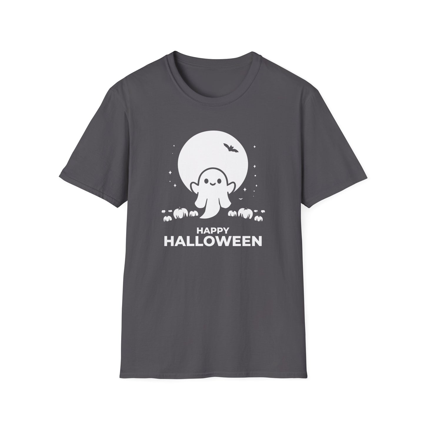 Cute Ghost and Pumpkins Graphic Tee - Happy Halloween T-Shirt - Festive Halloween Shirt - Spooky Holiday Apparel for Men and Women
