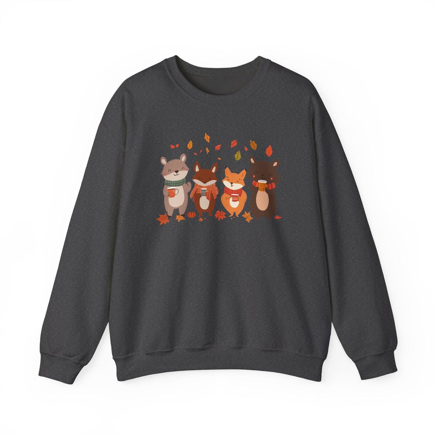 Fall Woodland Animals Sweatshirt | Cute Fox, Bear, Squirrel, Raccoon Pullover | Cozy Fall Critters | Autumn Outdoor Forest Animal Sweater