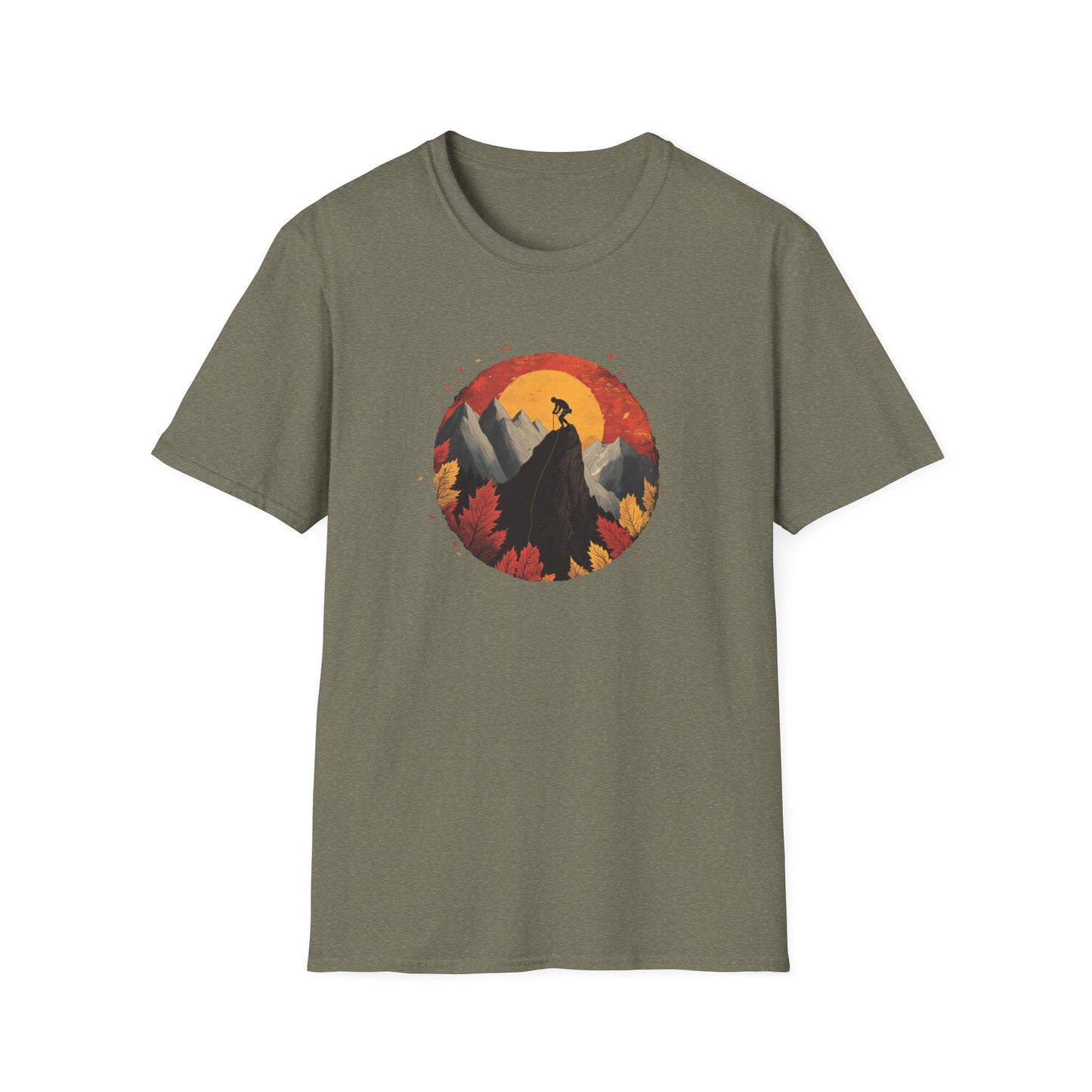 Autumn Rock Climbing Shirt | Bouldering T-Shirt Fall Leaves Mountain Climbing Design | Rock Climbing Gifts for Bouldering and Nature Lovers