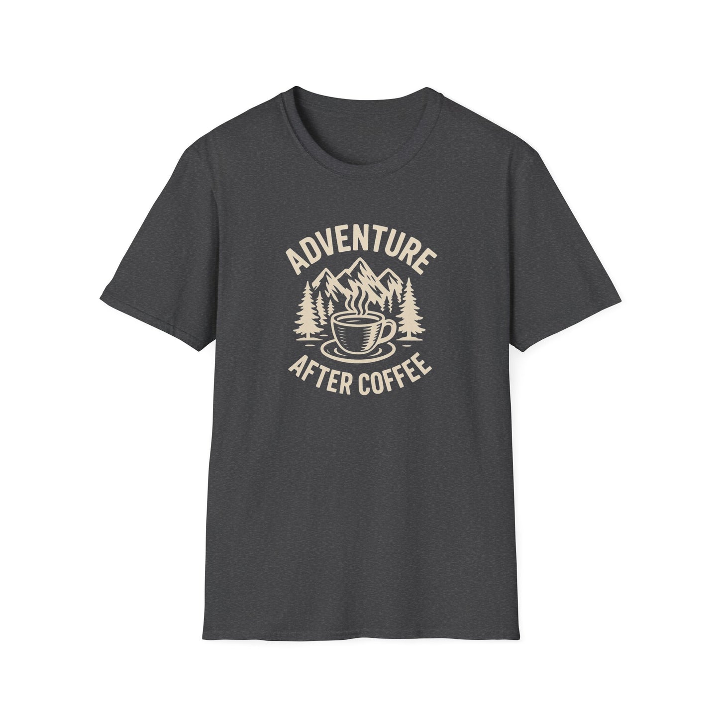 Adventure After Coffee Shirt | Coffee Hiking Tee for Nature Lovers | Minimalist Mountain Graphic T-Shirt | Outdoorsy Gift for Him or Her