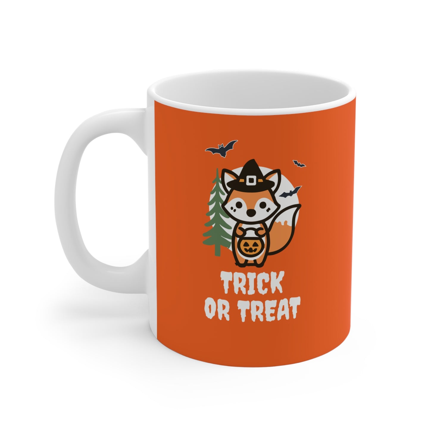 Trick or Treat Fox Halloween Mug - Cute Fox Fall Coffee Mug, Fox Lover Gift, Fox Cartoon, Autumn Vibes Mug for Coffee and Tea Drinkers