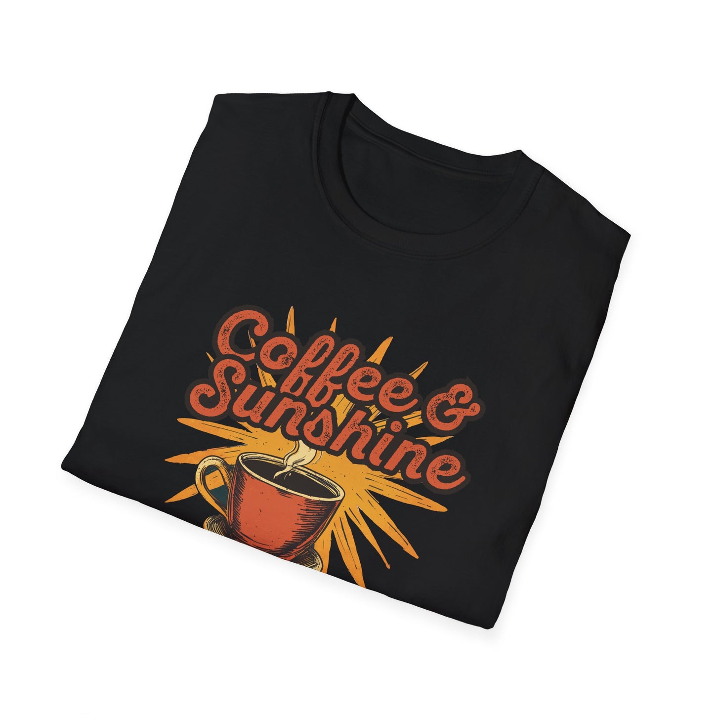 Coffee & Sunshine Retro T-Shirt - Perfect for Coffee Lovers, Autumn Vibes, and outdoor Adventures, Coffee Graphic Tshirt for Women