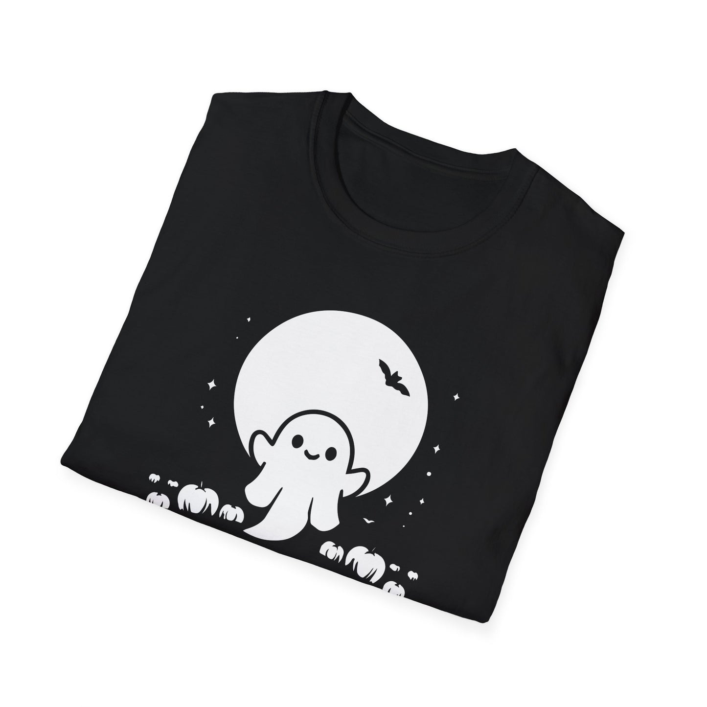 Cute Ghost and Pumpkins Graphic Tee - Happy Halloween T-Shirt - Festive Halloween Shirt - Spooky Holiday Apparel for Men and Women