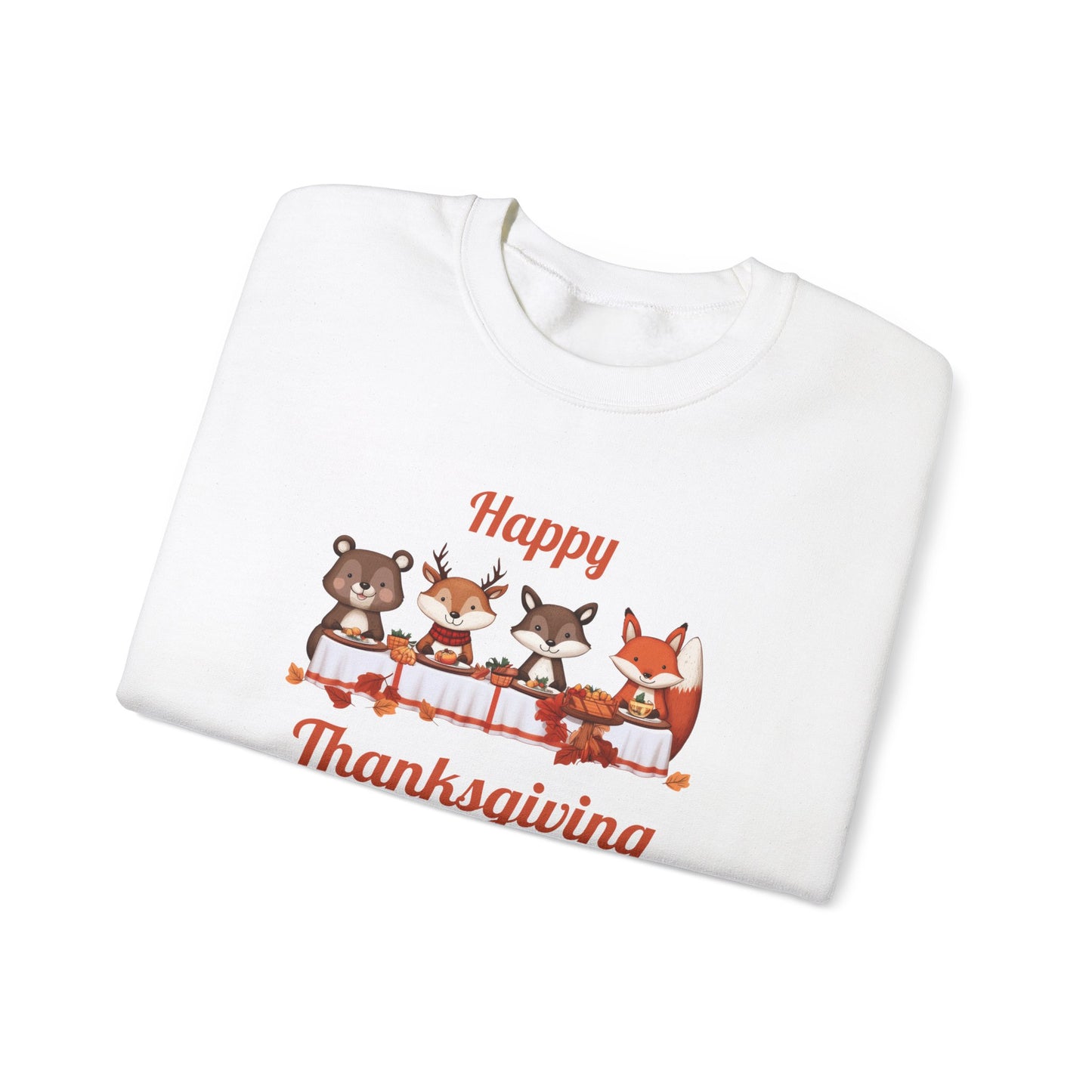 Cute Forest Animals Thanksgiving Sweatshirt - Fall Cozy Crewneck for Animal Lovers | Happy Thanksgiving & Pumpkin Season Shirt