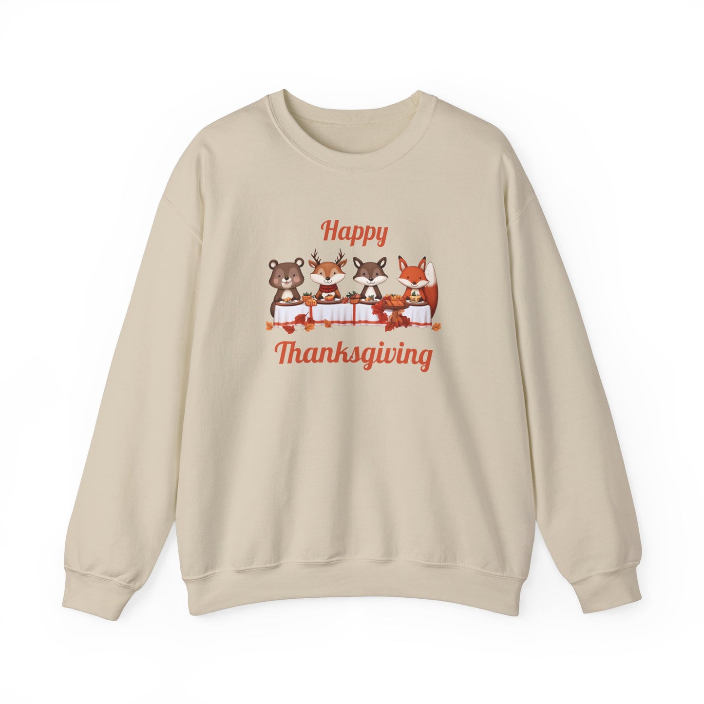 Cute Forest Animals Thanksgiving Sweatshirt - Fall Cozy Crewneck for Animal Lovers | Happy Thanksgiving & Pumpkin Season Shirt