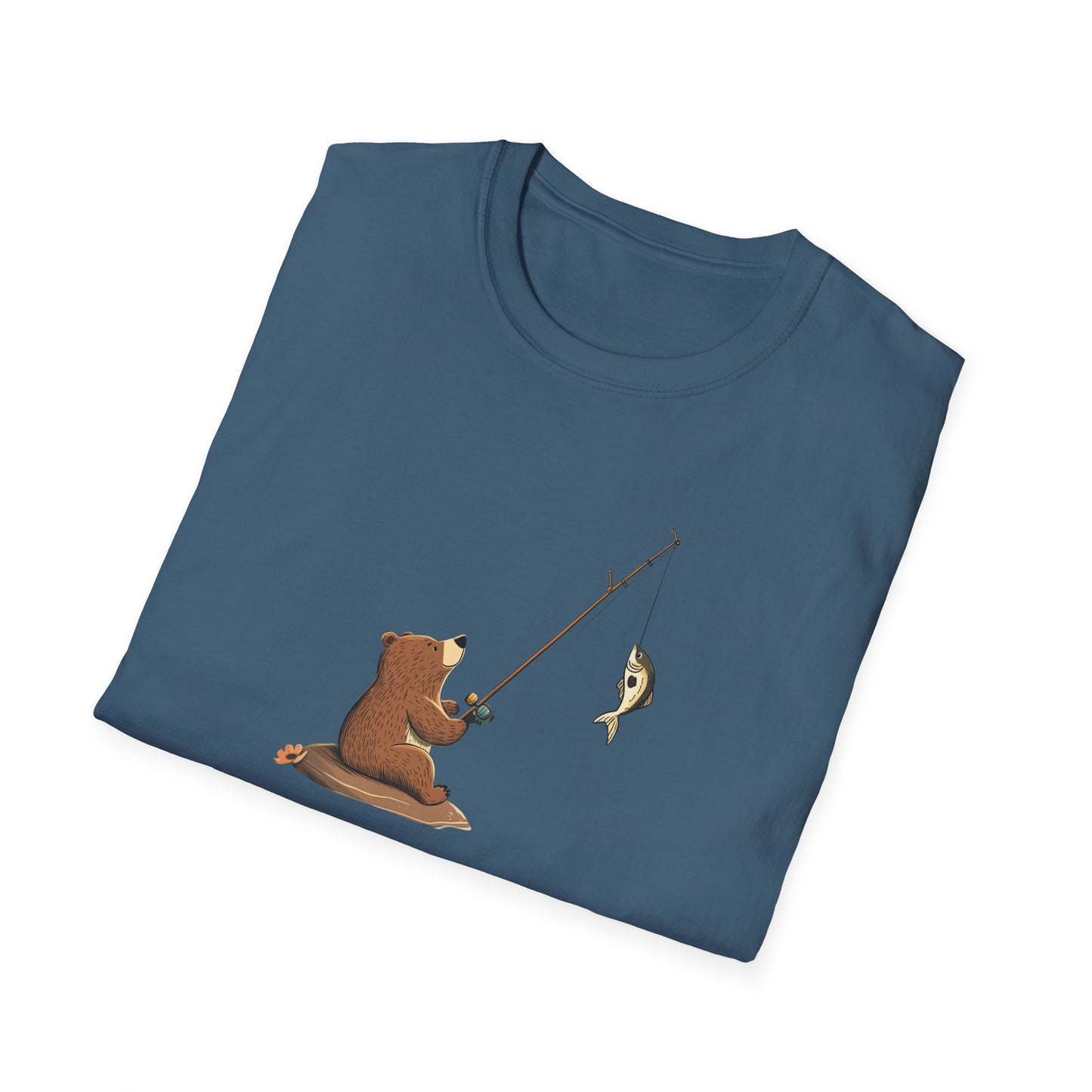 Bear Fishing Shirt, Fun Outdoors Graphic Tee, Gift for Fishermen and Wildlife Lovers, Cute Animal T-Shirt, Fishing Gift for Men and Women