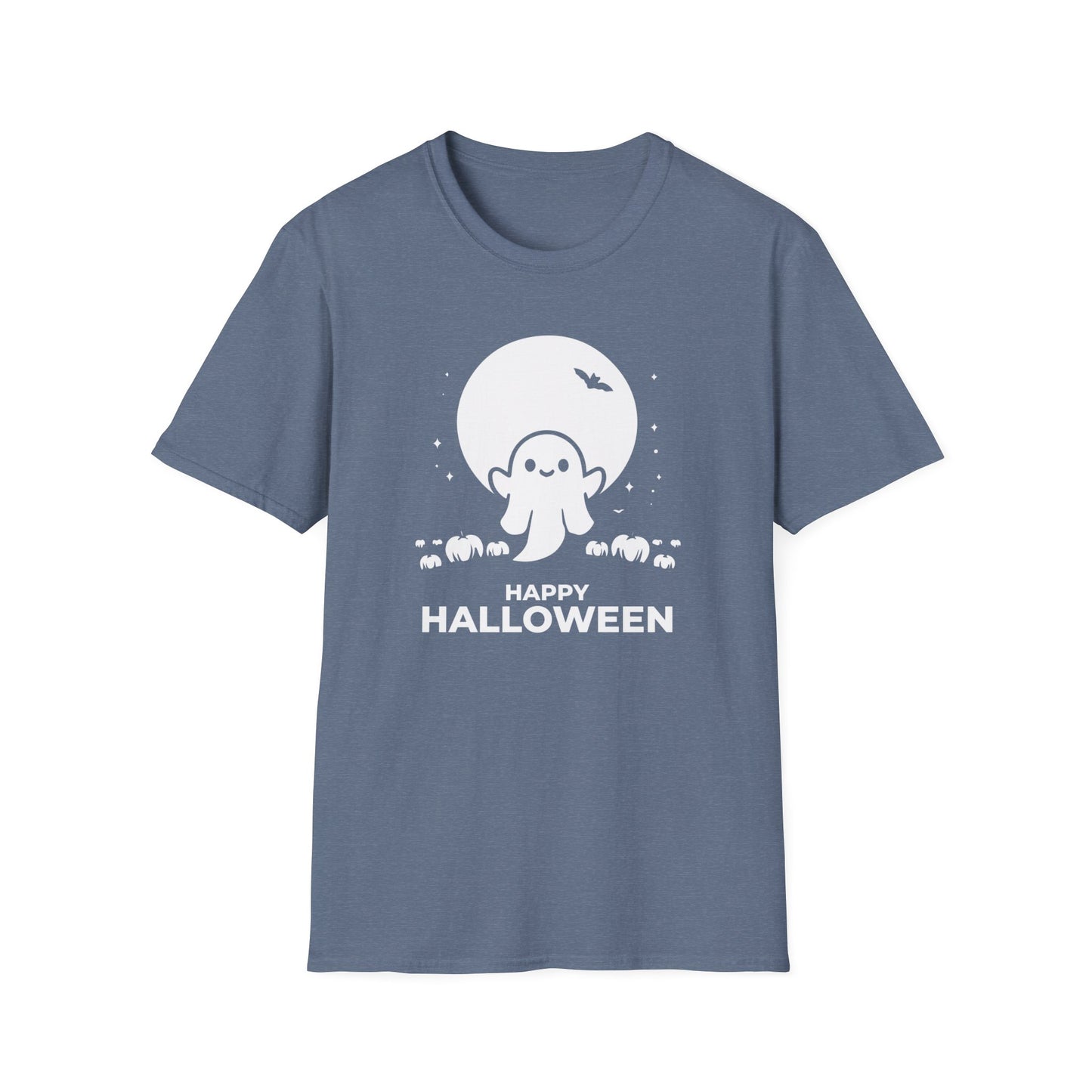Cute Ghost and Pumpkins Graphic Tee - Happy Halloween T-Shirt - Festive Halloween Shirt - Spooky Holiday Apparel for Men and Women