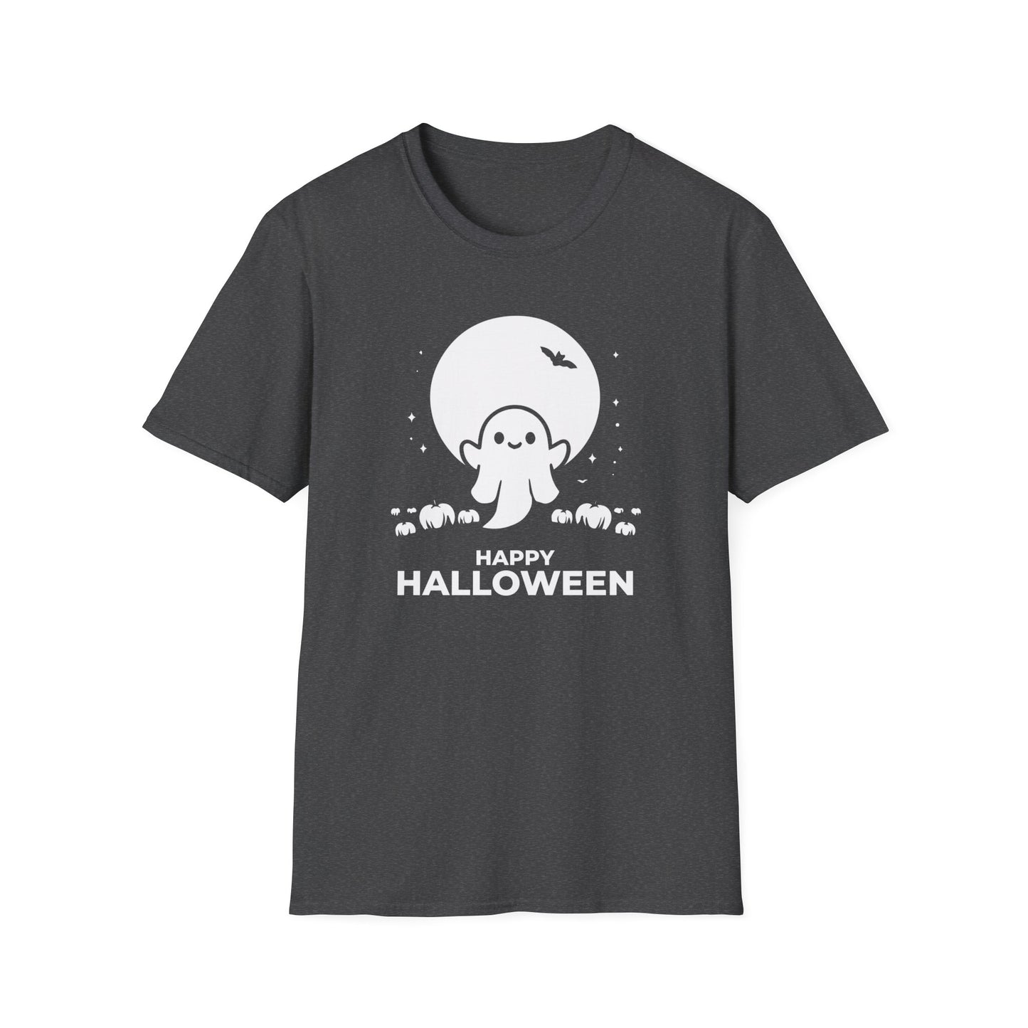 Cute Ghost and Pumpkins Graphic Tee - Happy Halloween T-Shirt - Festive Halloween Shirt - Spooky Holiday Apparel for Men and Women