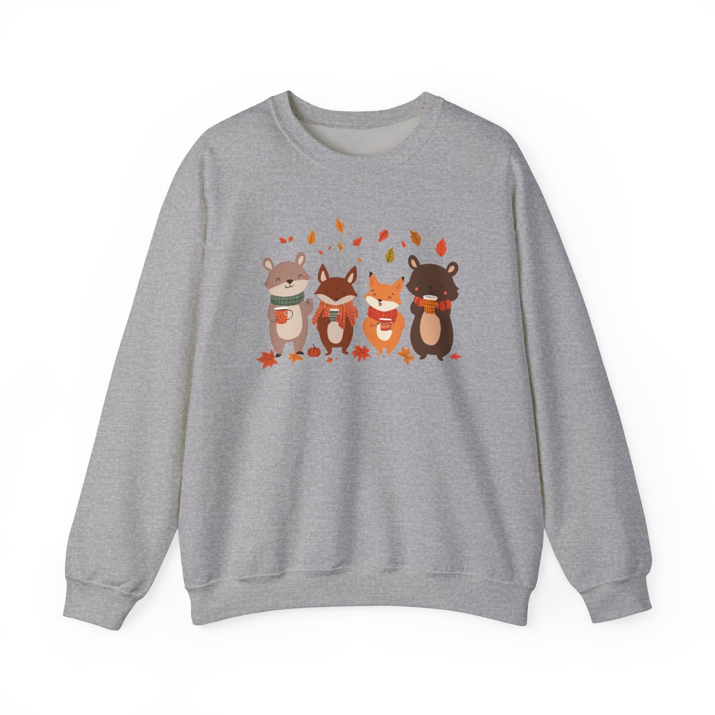 Fall Woodland Animals Sweatshirt | Cute Fox, Bear, Squirrel, Raccoon Pullover | Cozy Fall Critters | Autumn Outdoor Forest Animal Sweater