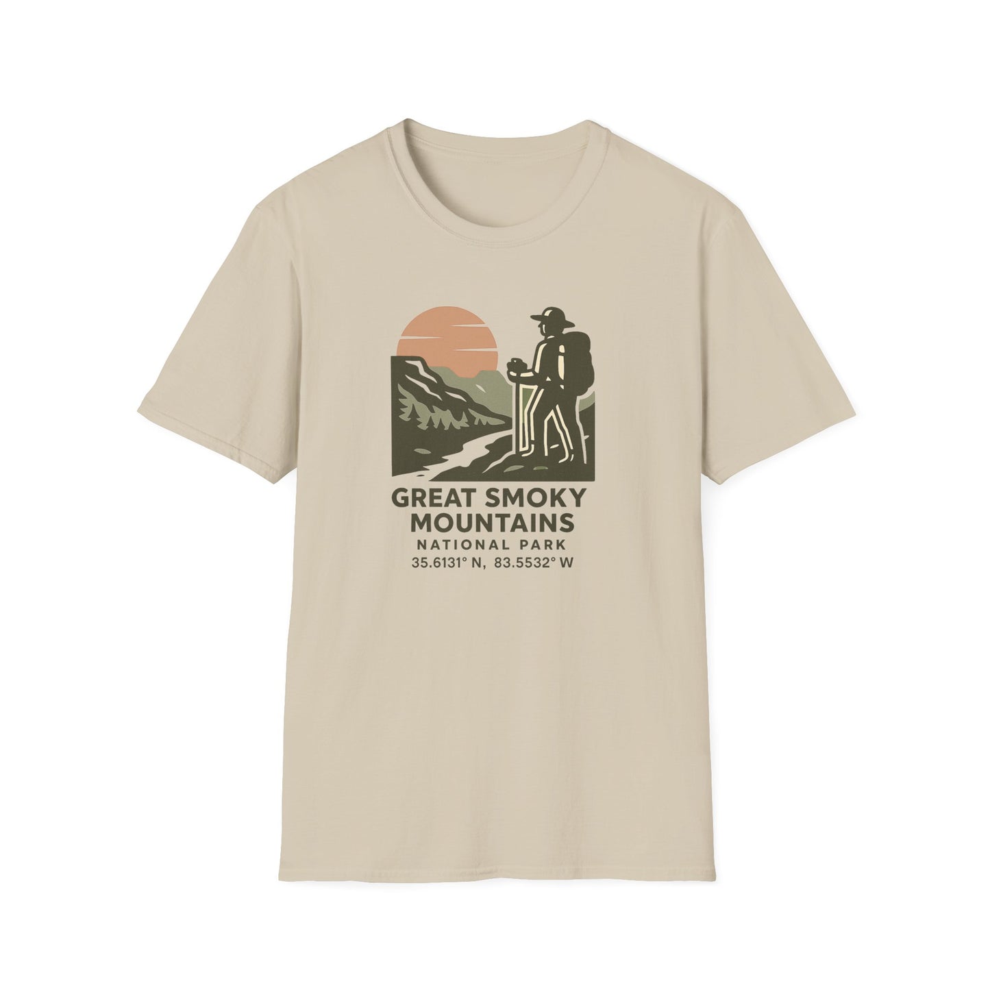 Great Smoky Mountains National Park Shirt | Vintage Hiking T-Shirt with Coordinates | Smoky Mountains Hiker Gift | Retro Nature Lover Tee