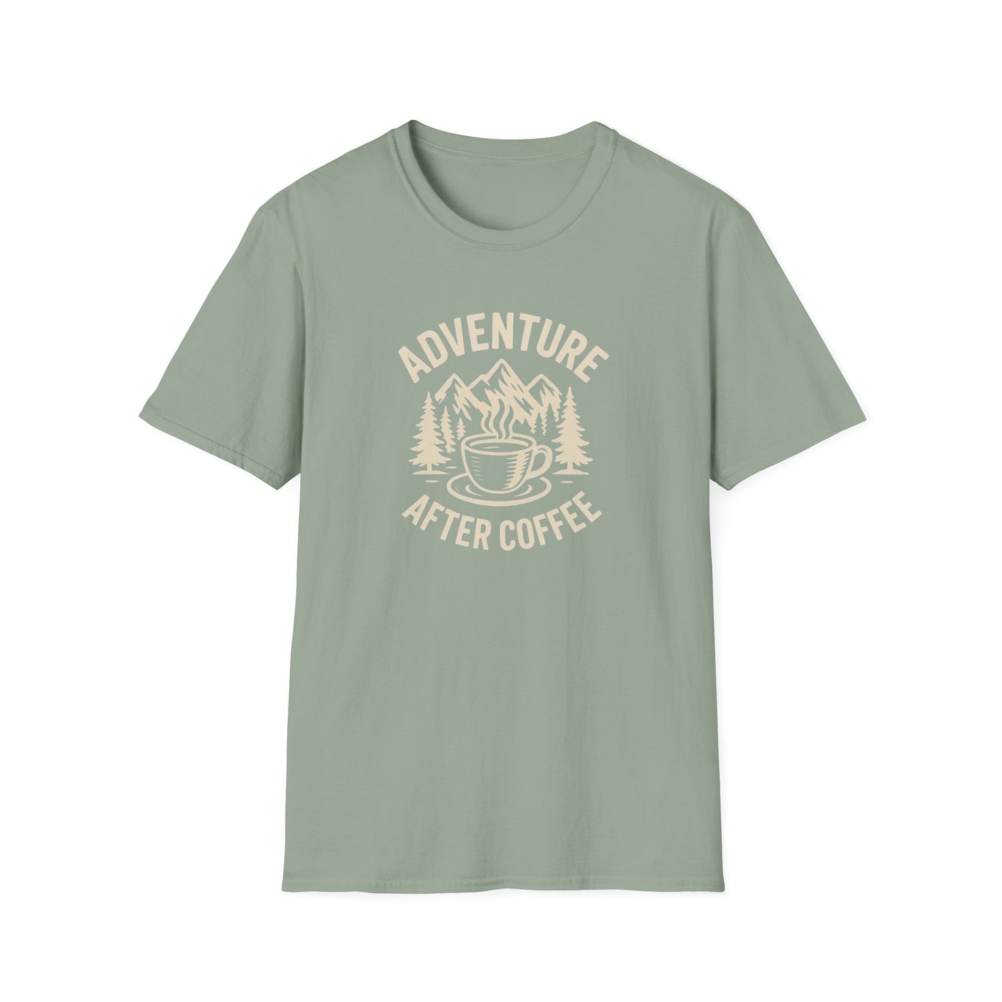 Adventure After Coffee Shirt | Coffee Hiking Tee for Nature Lovers | Minimalist Mountain Graphic T-Shirt | Outdoorsy Gift for Him or Her