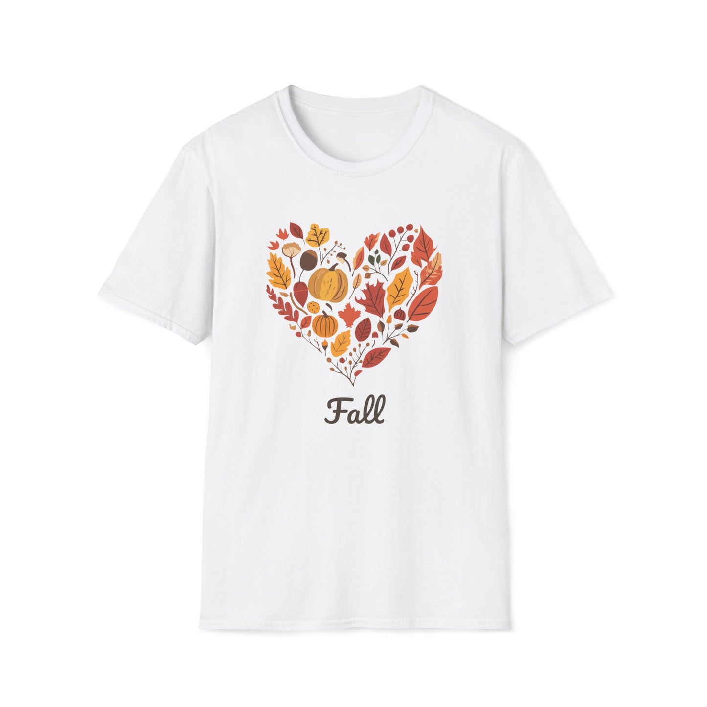 Heart Fall T-Shirt, Cozy Autumn Graphic Tee, Fall Leaves & Pumpkin Shirt, Love Fall Shirt, Thanksgiving Shirt, Nature-Inspired Fall Shirt