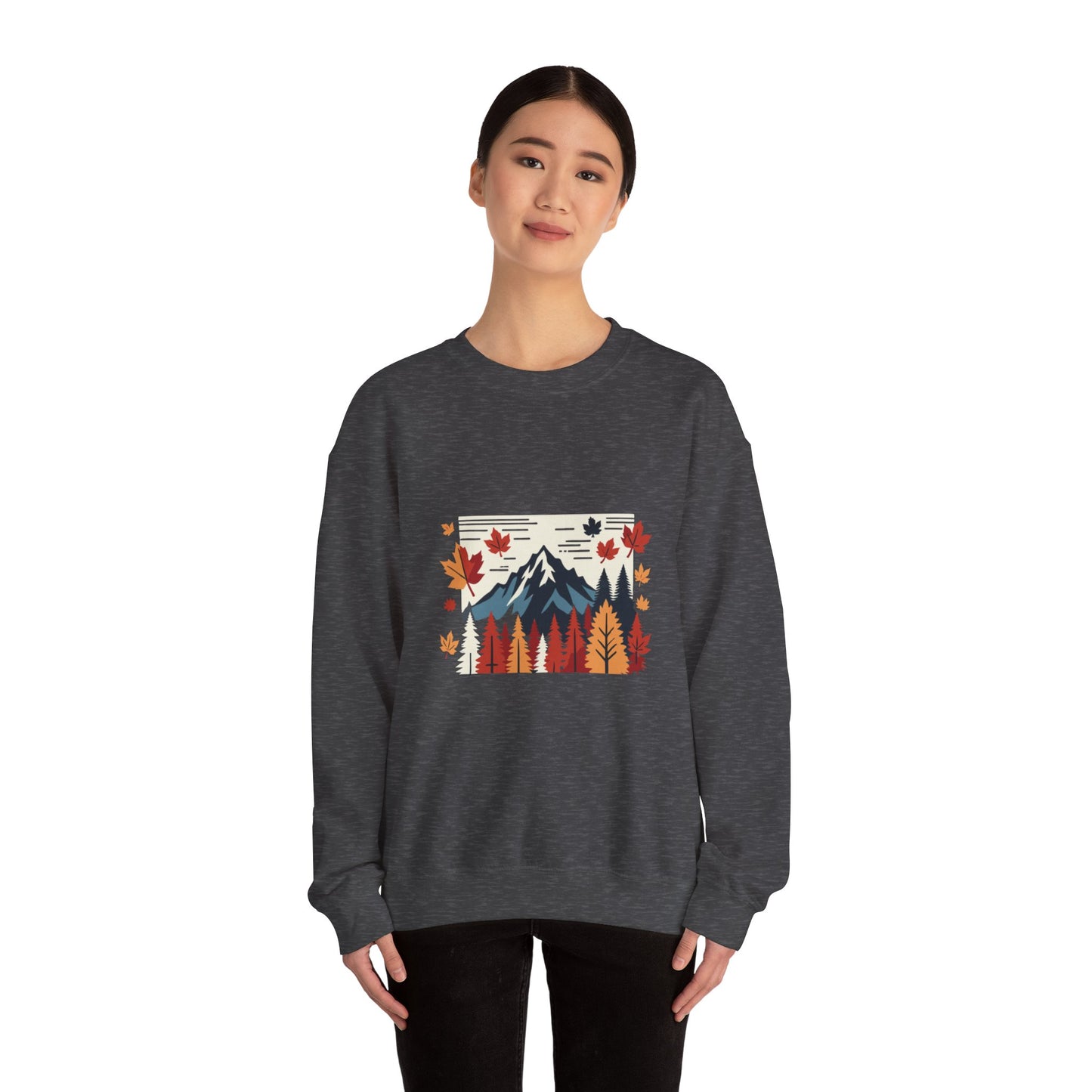 Cozy Mountain Fall Forest Sweatshirt - Unisex Warm Pullover with Nature Print - Perfect Autumn and Winter Sweater, Outdoor Adventure Apparel