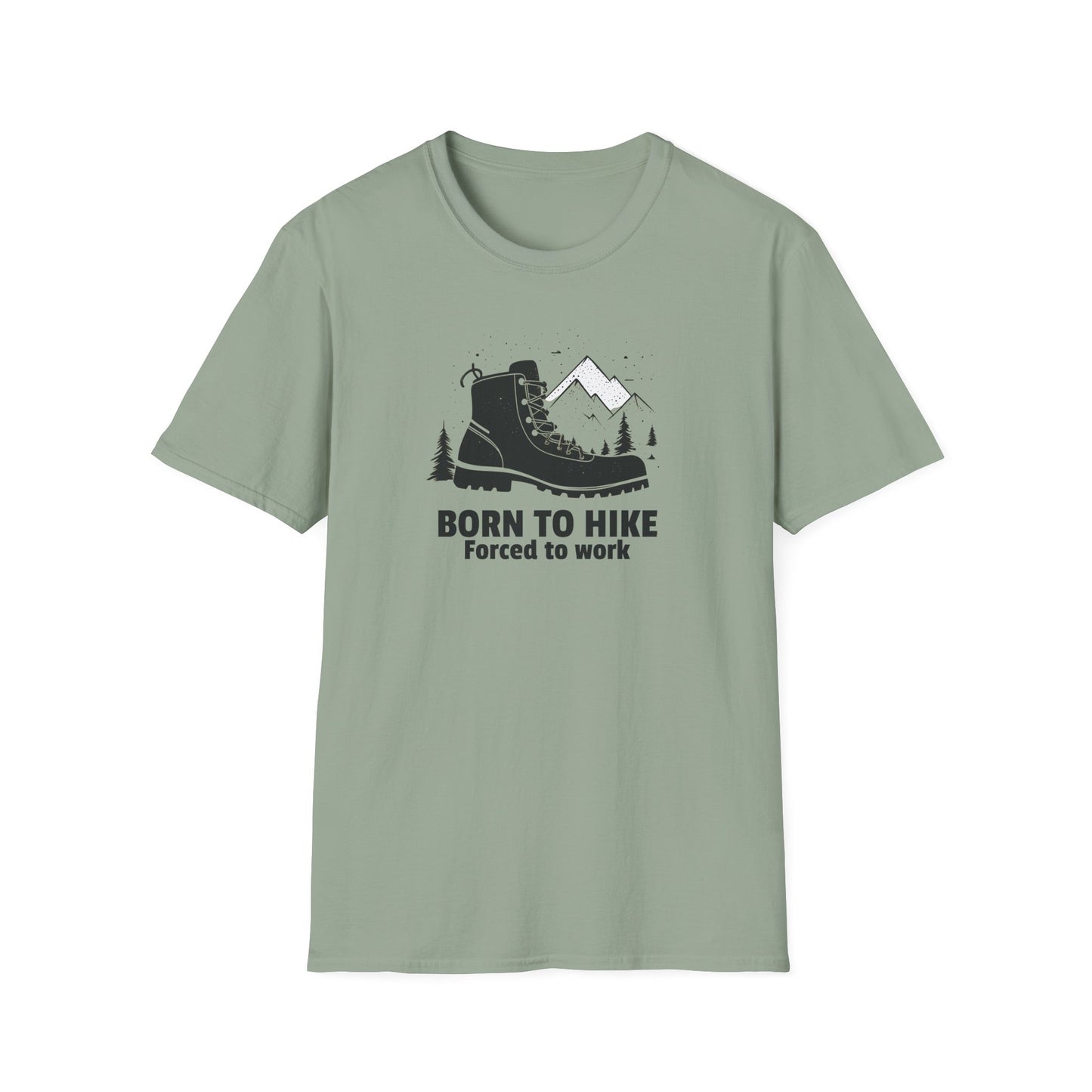 Born to Hike Forced to Work Hiking Shirt, Mountain Adventure Tee for Men Outdoor Enthusiasts, Hiking Boot Graphic T-Shirt for Nature Lovers
