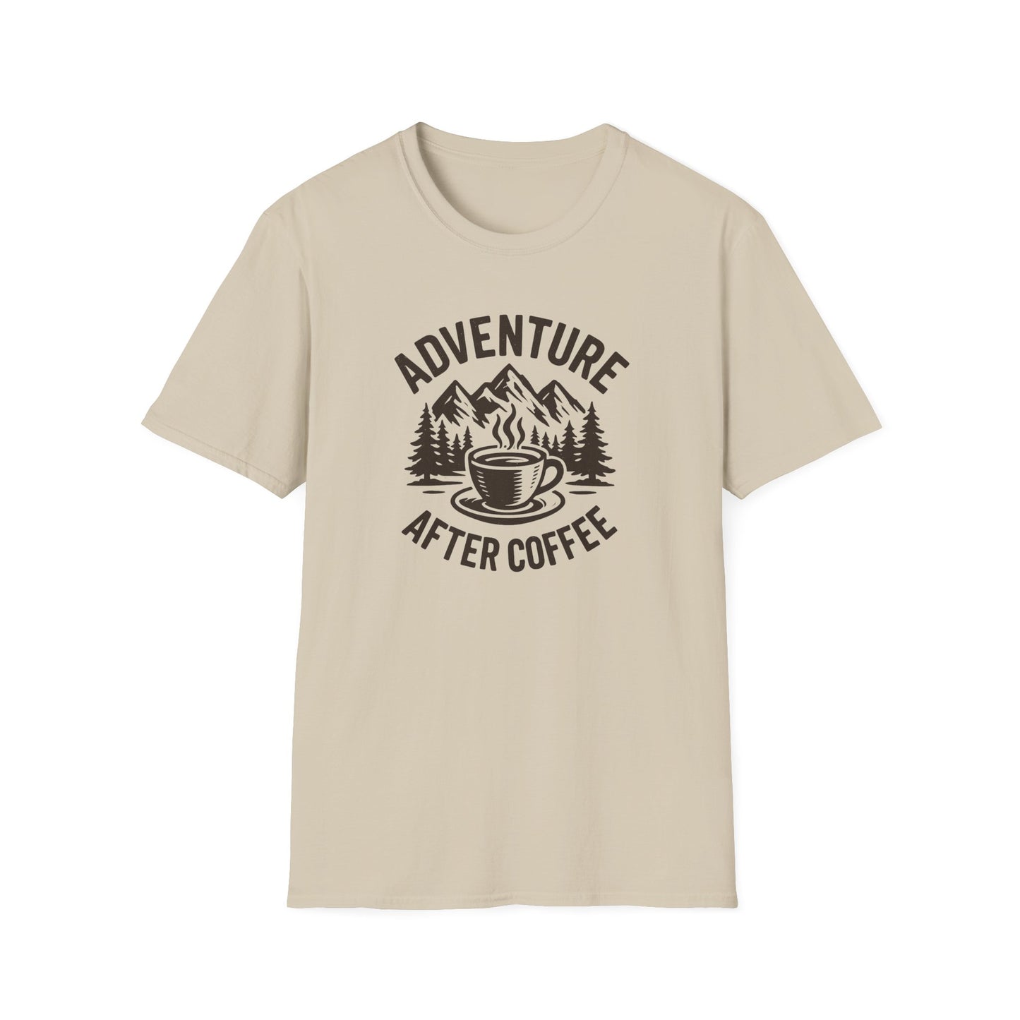 Adventure After Coffee Shirt | Coffee Hiking Tee for Nature Lovers | Minimalist Mountain Graphic T-Shirt | Outdoorsy Gift for Him or Her