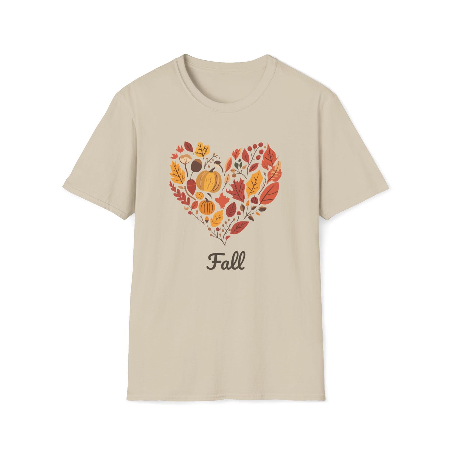 Heart Fall T-Shirt, Cozy Autumn Graphic Tee, Fall Leaves & Pumpkin Shirt, Love Fall Shirt, Thanksgiving Shirt, Nature-Inspired Fall Shirt