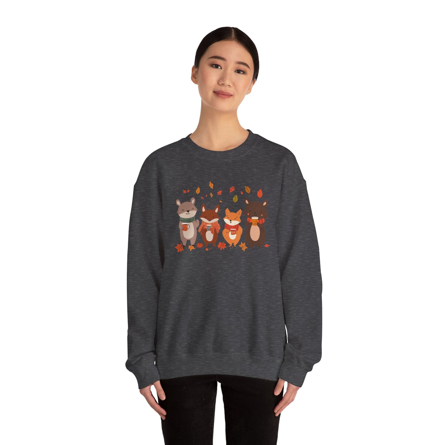 Fall Woodland Animals Sweatshirt | Cute Fox, Bear, Squirrel, Raccoon Pullover | Cozy Fall Critters | Autumn Outdoor Forest Animal Sweater