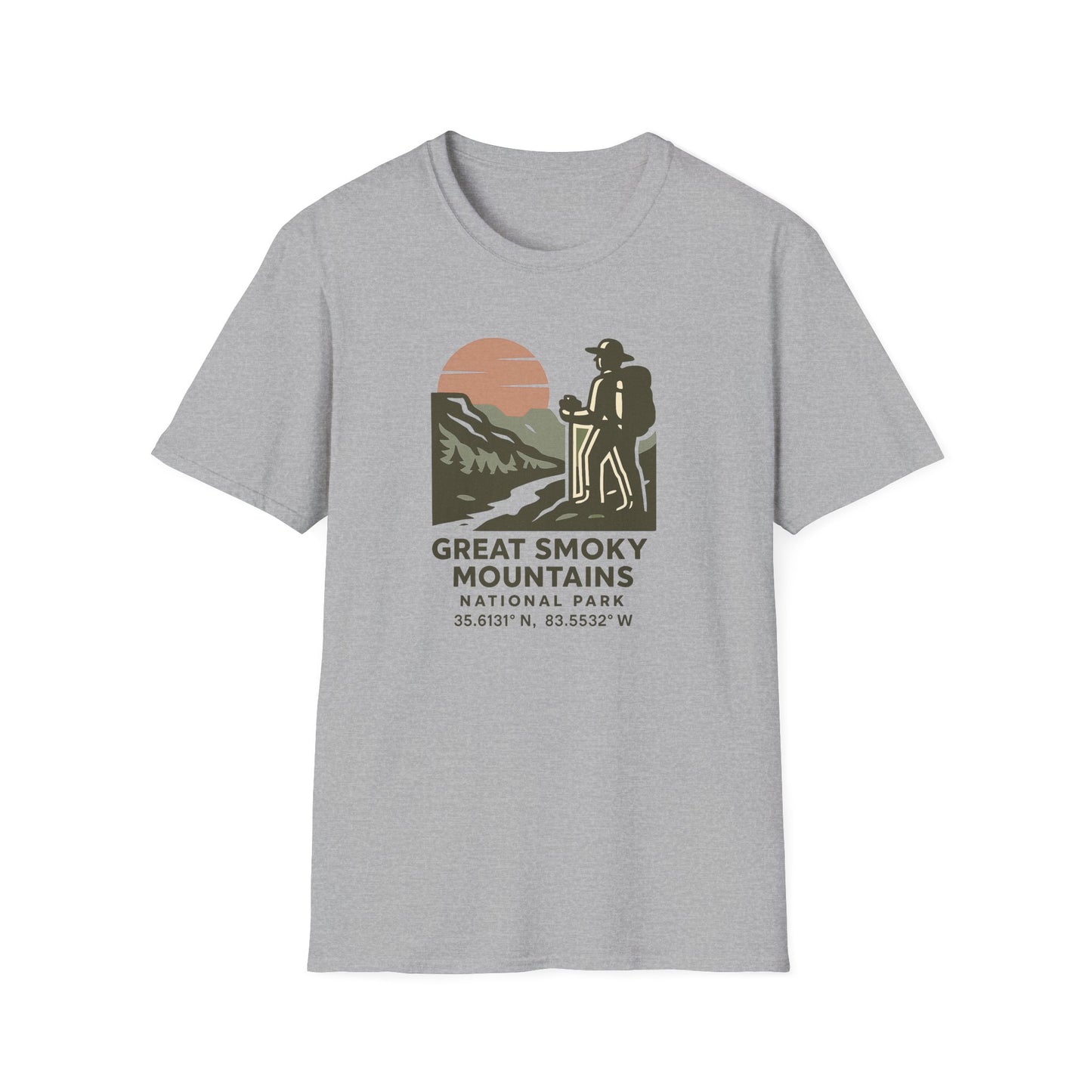 Great Smoky Mountains National Park Shirt | Vintage Hiking T-Shirt with Coordinates | Smoky Mountains Hiker Gift | Retro Nature Lover Tee