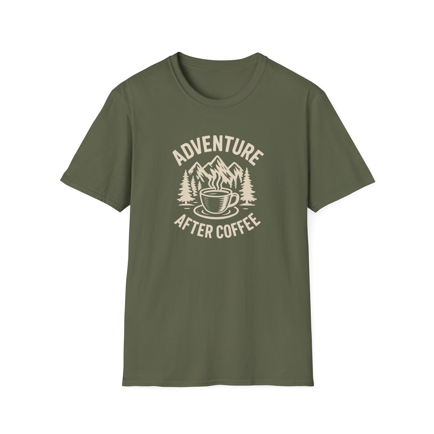 Adventure After Coffee Shirt | Coffee Hiking Tee for Nature Lovers | Minimalist Mountain Graphic T-Shirt | Outdoorsy Gift for Him or Her