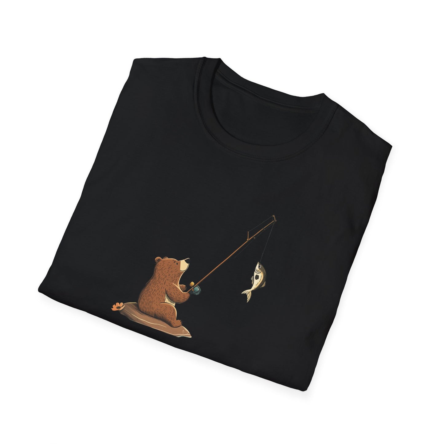 Bear Fishing Shirt, Fun Outdoors Graphic Tee, Gift for Fishermen and Wildlife Lovers, Cute Animal T-Shirt, Fishing Gift for Men and Women