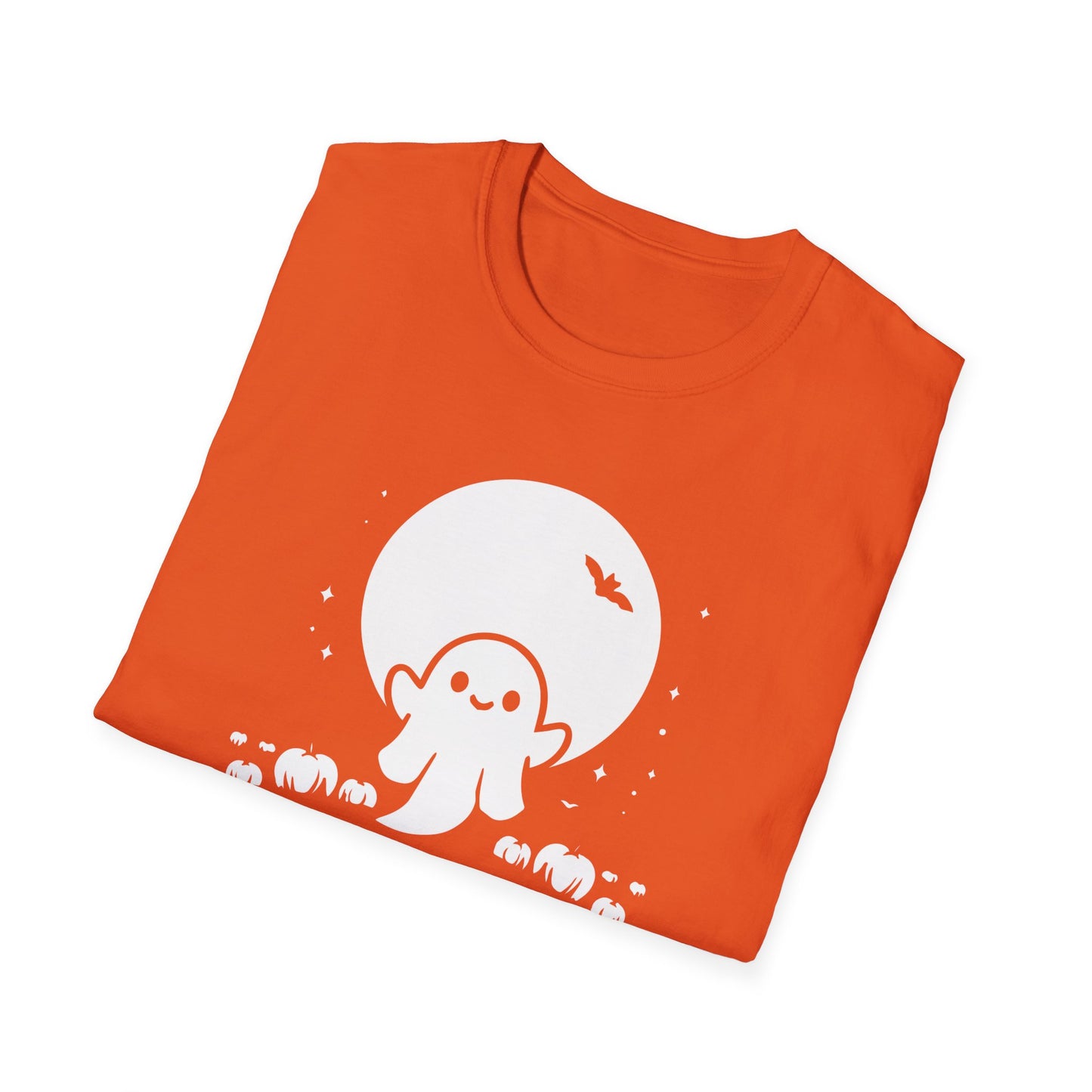 Cute Ghost and Pumpkins Graphic Tee - Happy Halloween T-Shirt - Festive Halloween Shirt - Spooky Holiday Apparel for Men and Women