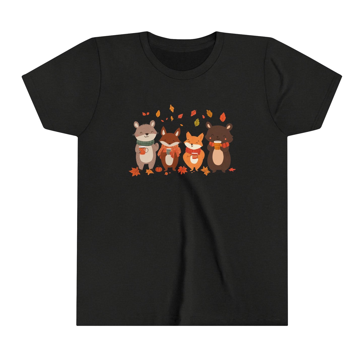 Youth Fall Woodland Animals Shirt | Cute Fox, Bear, Squirrel, Raccoon Design | Cozy Fall Critters | Autumn Outdoor Forest Animals