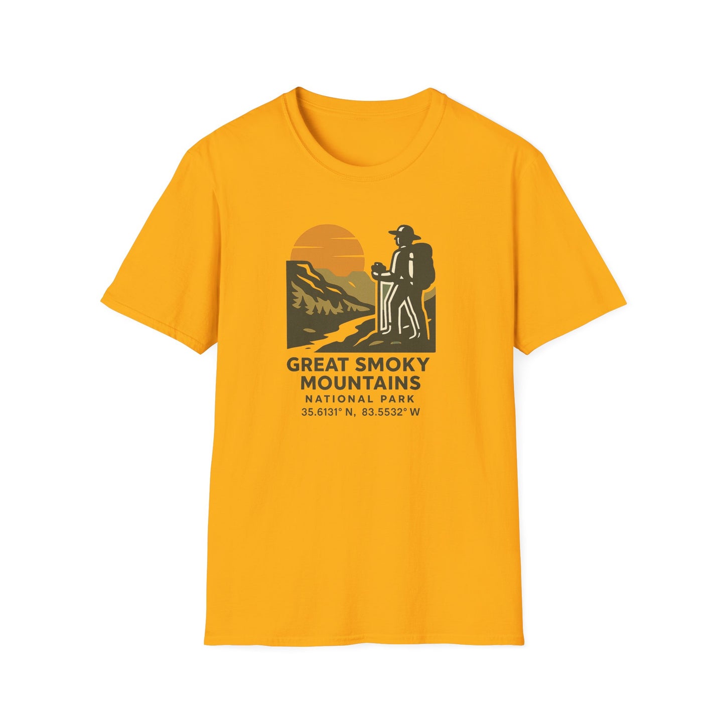 Great Smoky Mountains National Park Shirt | Vintage Hiking T-Shirt with Coordinates | Smoky Mountains Hiker Gift | Retro Nature Lover Tee