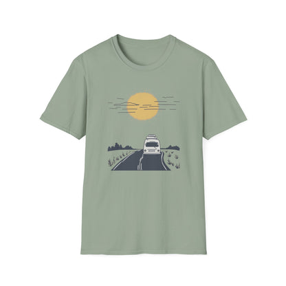 Chasing Sunsets Modern Van Life T-Shirt, Adventure Tee, Wanderlust Road Trip Shirt, Fun Outdoor Camping Top, Traveler Apparel Gift