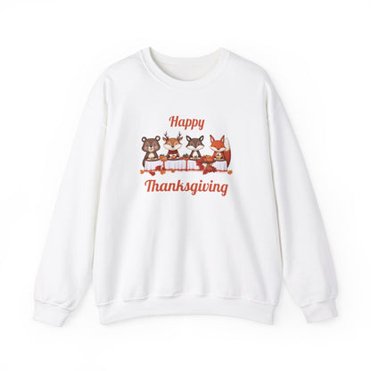 Cute Forest Animals Thanksgiving Sweatshirt - Fall Cozy Crewneck for Animal Lovers | Happy Thanksgiving & Pumpkin Season Shirt