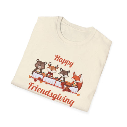 Cute Forest Animals Friendsgiving Thanksgiving T-Shirt - Fall Cozy Tee for Animal Lovers | Happy Thanksgiving & Pumpkin Season Shirt