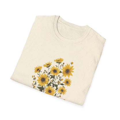 Sunflower Wildflower Graphic T-Shirt - Floral Nature Lovers Tee, Botanical Design Shirt for Women, Botanical Gift