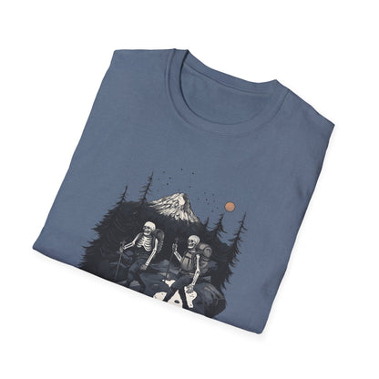 Skeleton Hiking Halloween T-Shirt | Mountain Wilderness Tee for Nature Lovers & Outdoor Enthusiasts