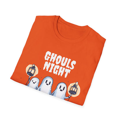 Ghouls Night Halloween Ghost Lantern T-Shirt, Spooky Outdoor Tee for Women, Cute Halloween Graphic Shirt, Girls Night